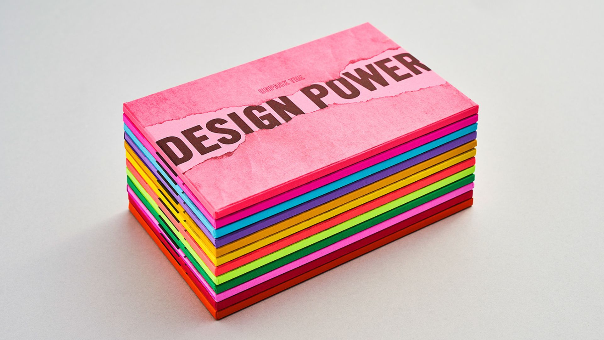 stacked rectangle colour blocks with design power imprinted on the top one